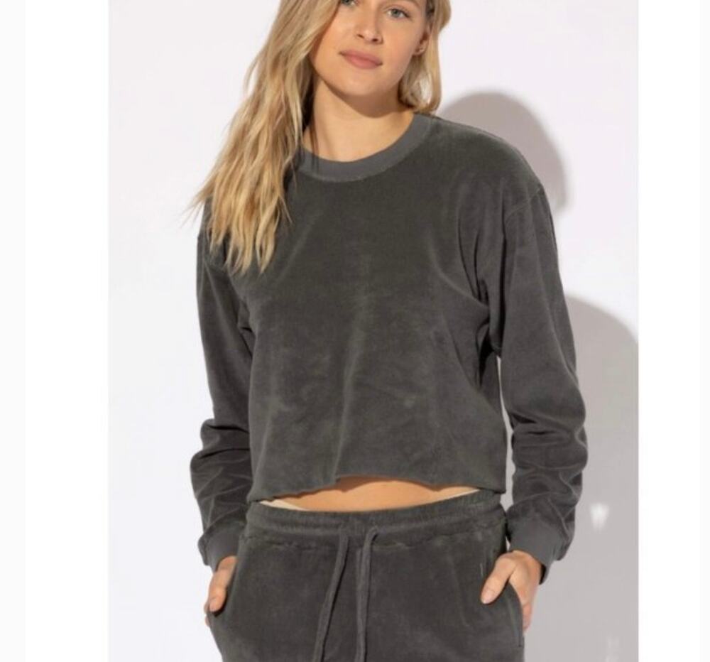 Sub_Urban Riot Cropped Terry Gigi Pullover Cotton Blend Sweatshirt Size Medium